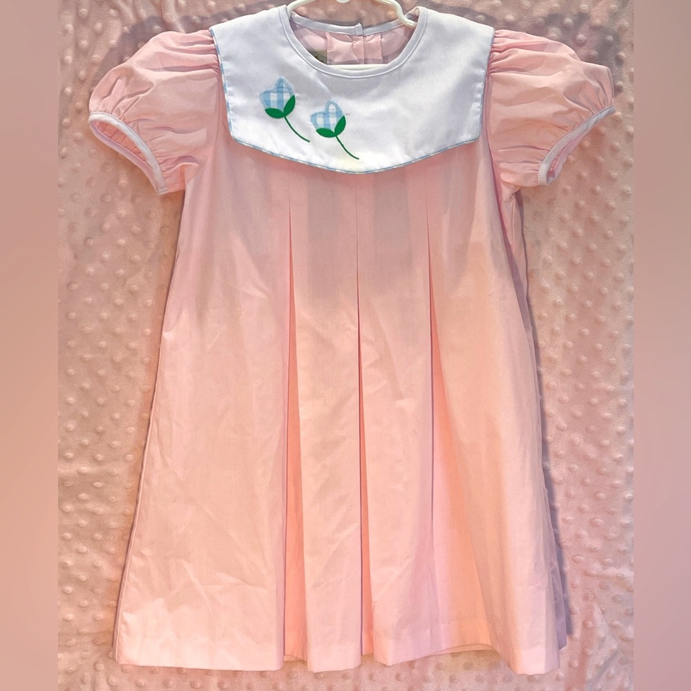 Beaufort Bonnet Bunny Phipps Frock With Tulip Appliqué- Palm Beach Pink Size 8